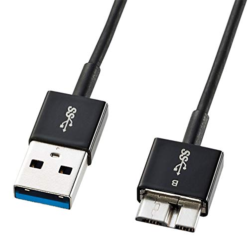 【有明倉庫:1783】サンワサプライ USB3.0マイクロケーブル(A-MicroB) 超ごく細 0.3m ブラック KU30-AMCSS03