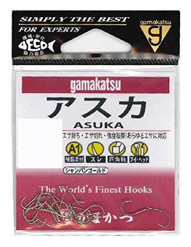 【有明倉庫:3037】がまかつ(Gamakatsu) シングルフック A1 アスカ シャンパンゴールド 9号 17本 67025