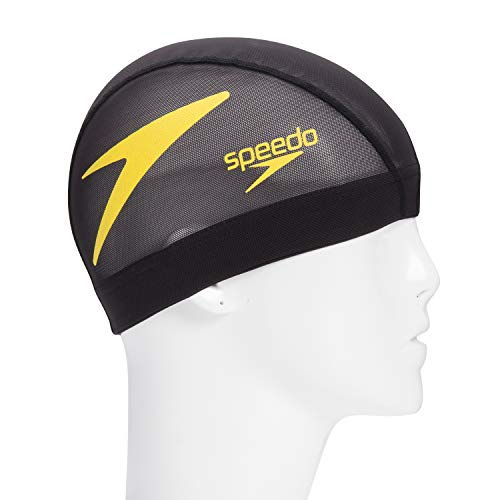 【城北SC:3317】Speedo(スピード) スイムキャップ フリップターンズメッシュキャップ ブラック/イエロー L SE11902