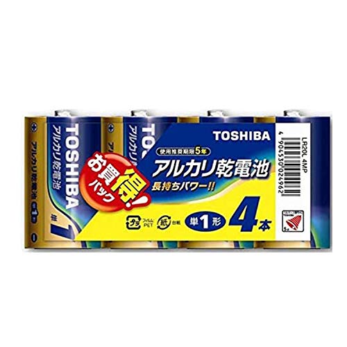 【有明倉庫:3475】東芝 アルカリ乾電池 単1形1パック4本入 LR20L 4MP