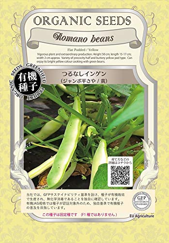 【柏倉庫:5193】グリーンフィールド 野菜有機種子 つるなしインゲン [ジャンボ平さや/黄] (小袋) A068